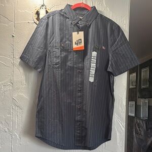 Black Casual Button Down Shirt with Vertical Stripes